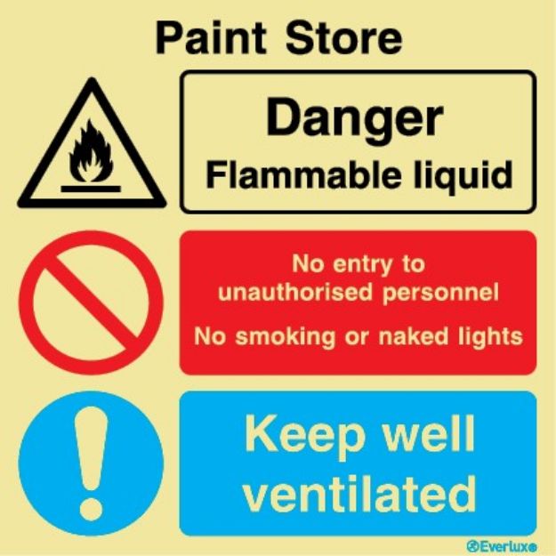 Paint store - warning,  prohibition and mandatory sign 